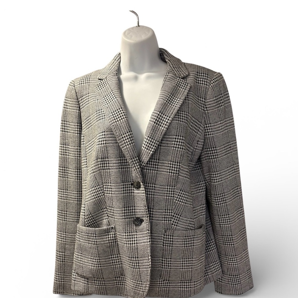 Talbots Classic Black and White Plaid Blazer